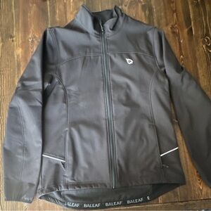Baleaf Black Softshell Full‑Zip Jacket with Reflective Accents size Large